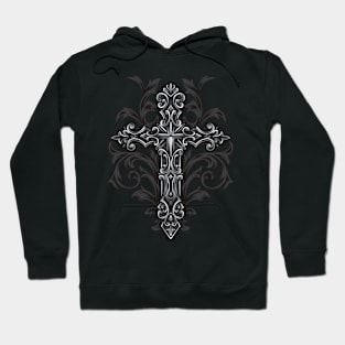 Black Decorative Holy Cross Hoodie